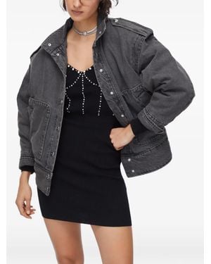 Liu Jo Jewel-Embroidered Denim Jacket - Black