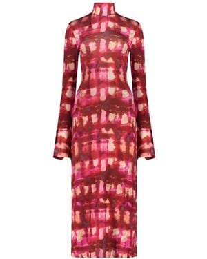 Ellery Vestido Midi De Manga Larga - Rojo