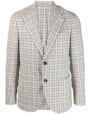Lardini Single Breasted Wool-Blend Blazer - Grey