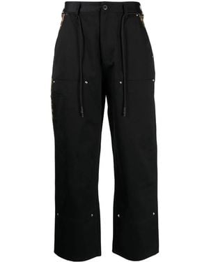 Clot Carpenter Leopard-Print Trim Trousers - Black
