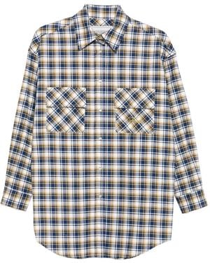 Forte Camicia A Quadri A Maniche Lunghe - Grigio