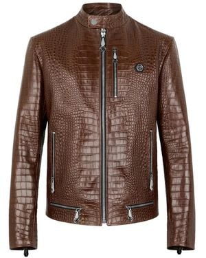 Philipp Plein Chaqueta con cremallera - Marrón