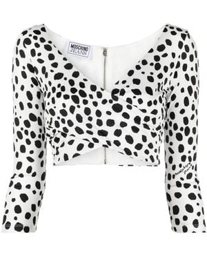 Moschino Dalmatian-Print Cropped Top - Black