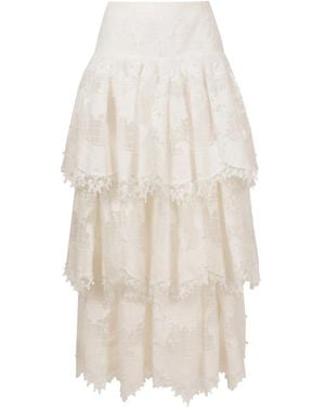 Zimmermann Lace-Detailing High-Waist Skirt - White