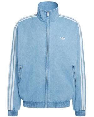 adidas Summer Glow Firebird Logo-Embroidered Side-Stripe Jacket - Blue