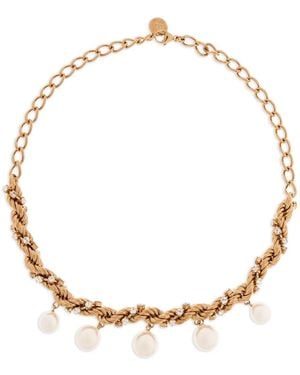 Marni Pearl-Embellished Chain Necklace - Natural