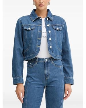 KARL LAGERFELD Button Cropped Jacket - Blue