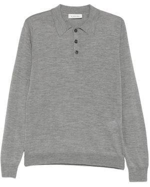 Lanvin Long-Sleeve Polo Shirt - Gray