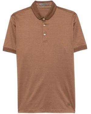 Corneliani Button-Fastening Short-Sleeve Polo Shirt - Brown