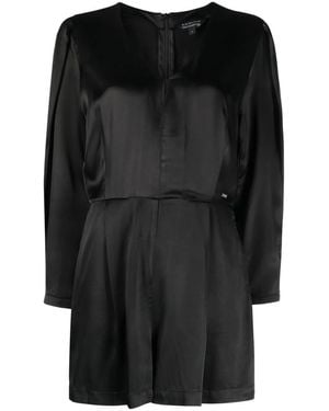 ARMANI EXCHANGE Logo-Plaque Satin-Finish Jumpsuit - Black
