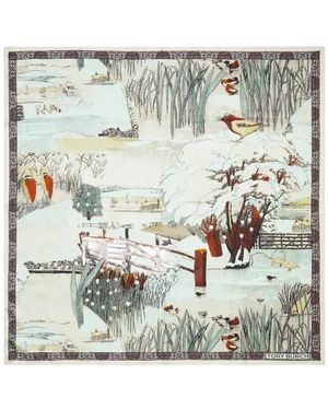 Tory Burch Forest Silk Square Scarf - Grey