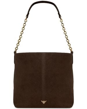 Apatchy London Izzie Chain-Strap Suede Bucket Bag - Brown