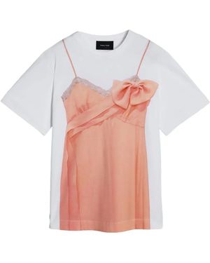 Simone Rocha Trompe 'Oeil T-Shirt Met Strikdetail - Wit