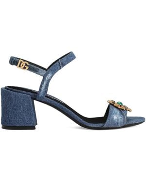 Dolce & Gabbana BLUE HEELED SANDALS ヒール サンダル 高級感 Polished calfskin sandals in Light Blue for Women