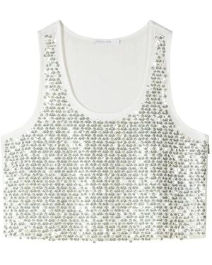 Patrizia Pepe Sequin-Embellished Cropped Top - White