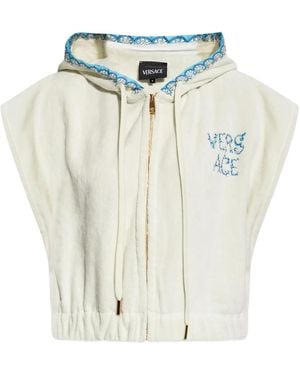 Versace Top corto con capucha - Blanco