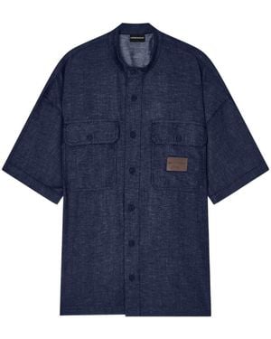 Emporio Armani Denim Capsule Logo-Patch Shirt - Blue