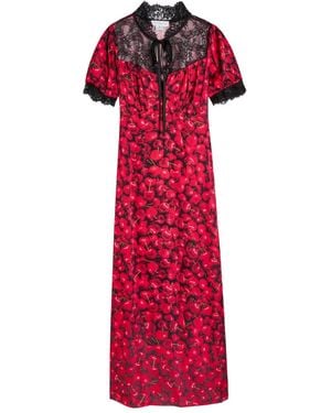 Never Fully Dressed Lyla Lace Cherry Print Midi Dress - Red