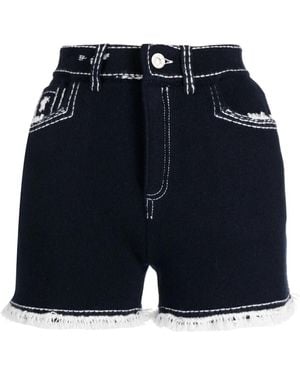 Barrie Fine-Knit Fringe-Detail Shorts - Blue