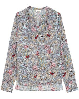 Zadig & Voltaire Blusa Tink A Fiori - Grigio
