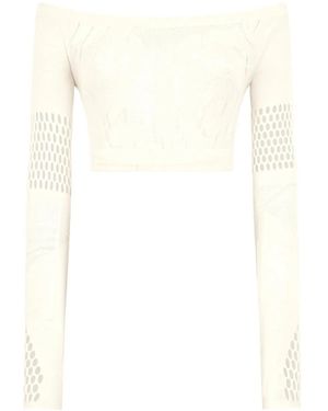 Roberto Cavalli オープンニット クロップドトップ - ホワイト