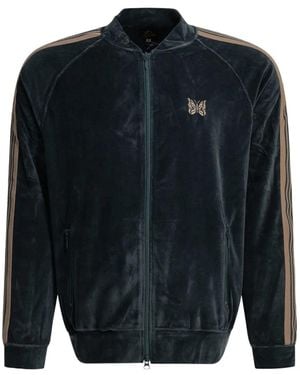 Needles Velour Side-Stripe Jumper - Blue