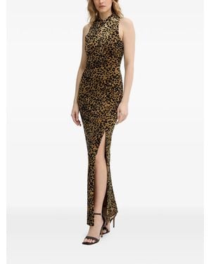 Guess Leopard-Print Velvet Gown - Brown