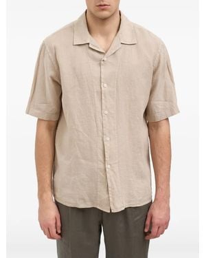 Daniele Alessandrini Linen Bowling Shirt - Natural