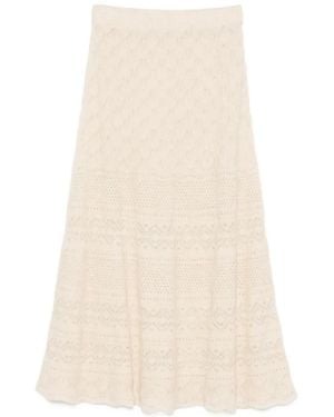 D.exterior Pointelle-Knit Flared Skirt - White