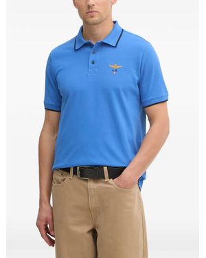 Aeronautica Militare Eagle-Embroidered Polo Shirt - Blue