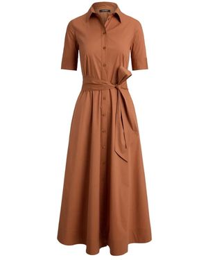 Ralph Lauren Robe-Chemise Mi-Longue À Taille Ceinturée - Brown
