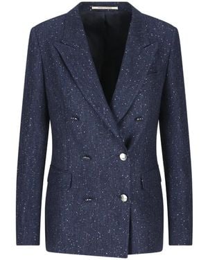 Tagliatore Sequin-Embellished Double-Breasted Blazer - Blue