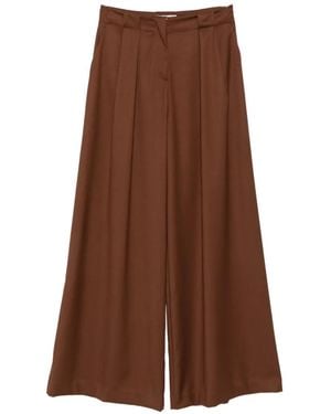 ERMANNO FIRENZE Pleated Wide-Leg Pants - Brown