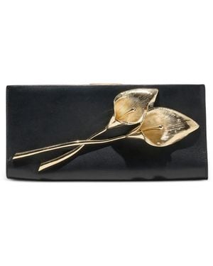 Carolina Herrera Pats Calla Lily Leather Clutch - Black