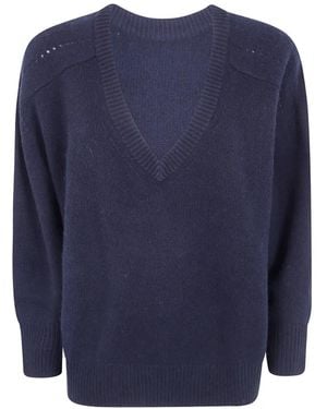 Kujten Divee V-Neck Cashmere Sweater - Blue