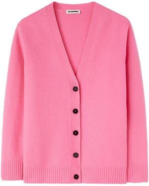 Jil Sander V-Neck Wool Cardigan - Pink
