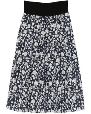 agnès b. Floral-Print Pleated Skirt - Black