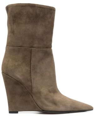 ALEVI 115Mm Suede Wedge Boots - Brown