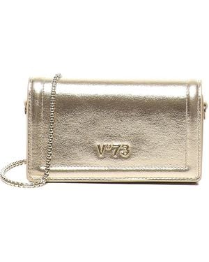 V73 Metallic-Effect Chain Shoulder Bag - Natural