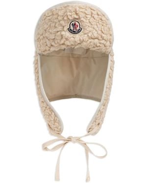 Moncler Gorro reversible con parche del logo - Blanco