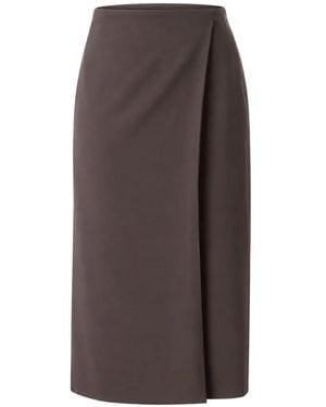 Calvin Klein Wrap Side-Slit Midi Skirt - Brown