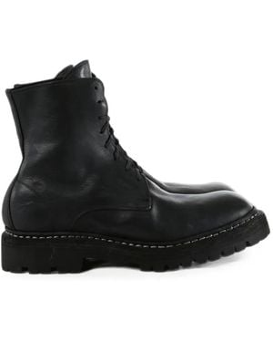 Guidi Lace-Up Leather Combat Boots - Black