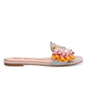 Kat Maconie Embellished Ruffled Sandals - Pink