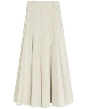 Alysi Pleated A-Line Midi Skirt - White