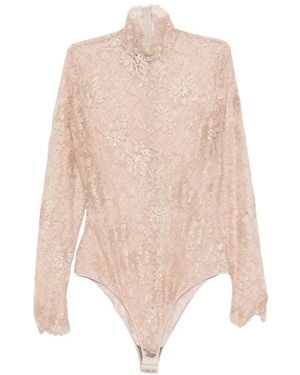 Valentino Garavani Floral-Lace Bodysuit - Natural
