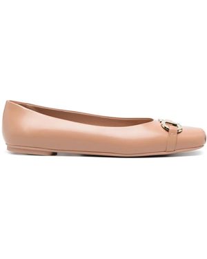 Ferragamo ガンチーニバックル フラットシューズ - ピンク