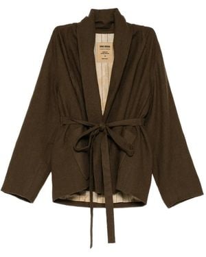 Uma Wang Belted Shawl-Collar Jacket - Brown