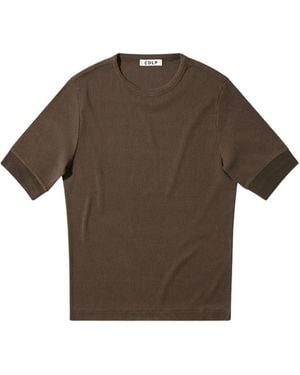 CDLP T-Shirt Côtelé À Manches Courtes - Marron