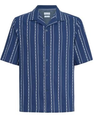 Brunello Cucinelli Stripe Short-sleeve Shirt - Blue