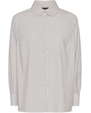 Elena Miro Gestreepte Blouse Met Ronde Kraag - Wit